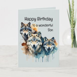 Underbart Son Birthday - Varg och paketoffert Kort