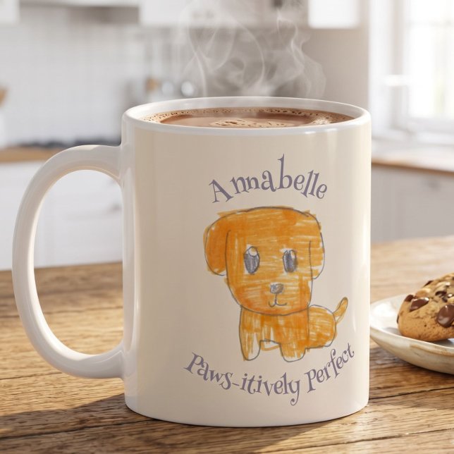 Underbart Sött Guldigt Valp Hund Barn Konst Kaffemugg (Skapare uppladdad)