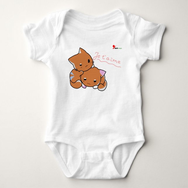 Underbart sött kattungebaby-bodysuit t shirt (Framsida)