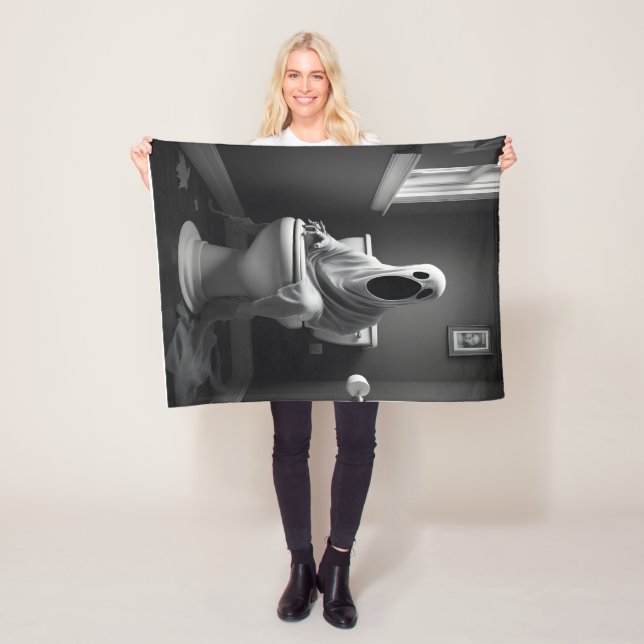 Underbart spöke sitta på toaletten fleecefilt (På plats)