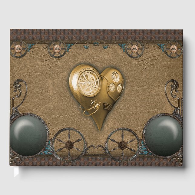 Underbart steampunk hjärta gästböcker (Framsida)