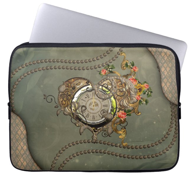 Underbart steampunk klocka laptop fodral (Framsidan)