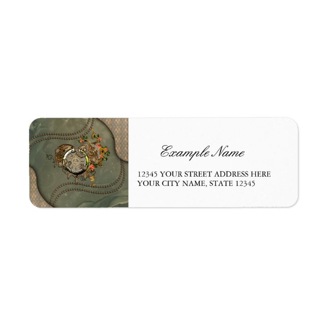 Underbart steampunk klocka returadress etikett (Framsidan)