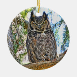 Underbart stirra för Horned uggla Julgransprydnad Keramik