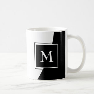 Underbart svartvit monogram kaffemugg