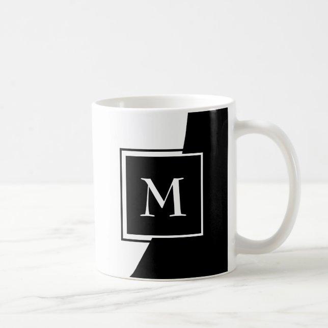 Underbart svartvit monogram kaffemugg (Höger)