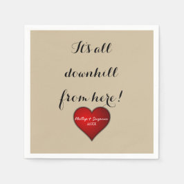 Underbart Sweet Bröllop Red Heart med Namn och År Pappersservett