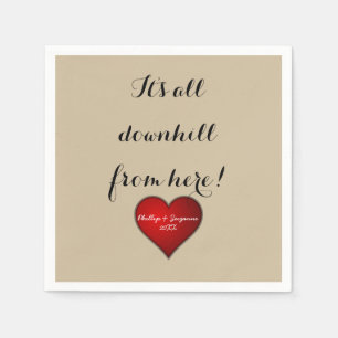 Underbart Sweet Bröllop Red Heart med Namn och År Pappersservett