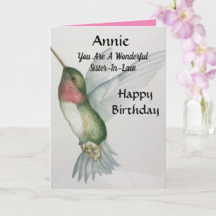 Underbart syster-in-Law Birthday Sweet Hummingbird Kort
