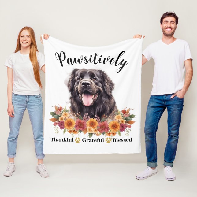 Underbart Tacksam Tacksam Salig Söt Hund Fleecefilt (På plats)