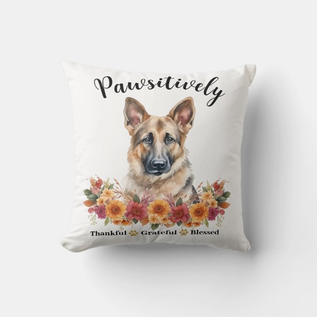 Underbart Tacksam Tacksam Salig Söt Hund Kudde (Framsida)