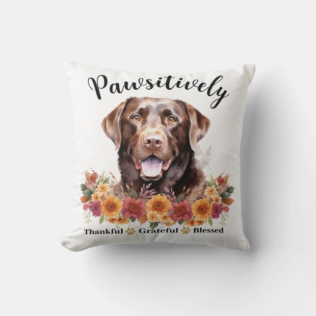 Underbart Tacksam Tacksam Salig Söt Hund Kudde (Framsida)