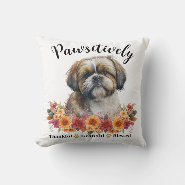 Underbart Tacksam Tacksam Salig Söt Hund Kudde (Framsida)