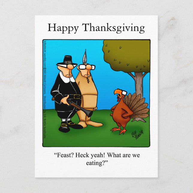 Underbart Thanksgiving "Feast Heck Ja" vykort (Framsida)