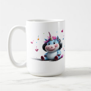 Underbart Unicorn med hörlurar Mugg