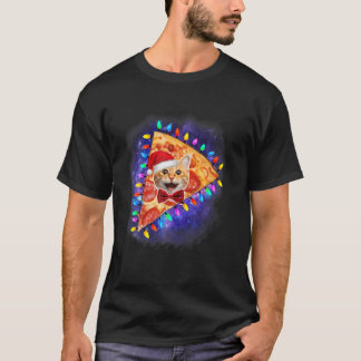 Underbart utrymme i en Pizza Galaxy Kitten Santa H T Shirt