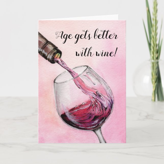 Underbart vackert målande vattenfärg - födelsekort kort (Framsida)