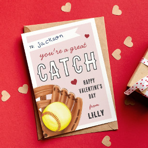 Underbart Valentines day-kort för Catch-softball C Inbjudningar