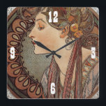 Underbart, Vintage, Art Deco, Väggklocka<br><div class="desc">Snygg konst av Alphonso Mucha. Underbar gåva till födelsedagar,  bröllop eller jul. Lägg till text om du vill eller anpassar dig med namn eller inledande text.</div>