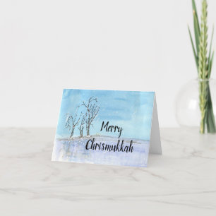 Underbart Watercolor Chrismukah Greeting Card Kort