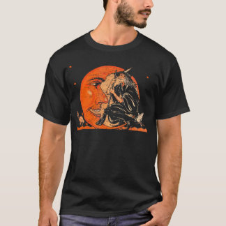 Underbart Witch och Måne Halloween T Shirt