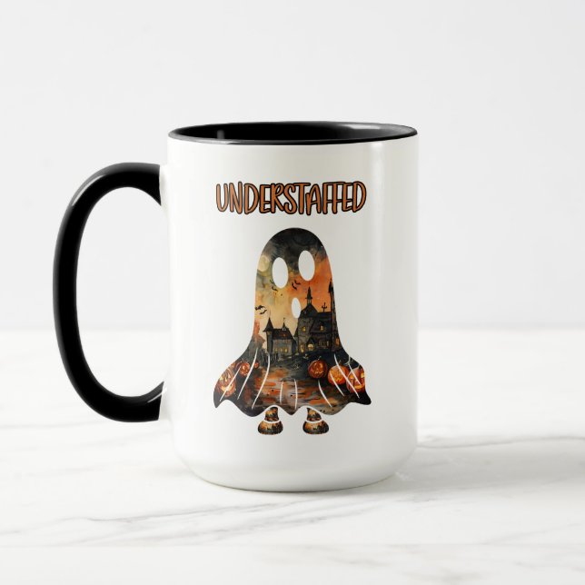 Underbemannad Humor Sarkastic Halloween Ghost Mugg (Vänster)