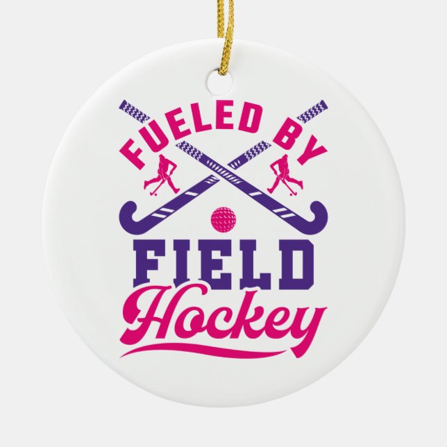 Underblåst av Fält Hockey Cute Player Team Julgransprydnad Keramik (Framsidan)