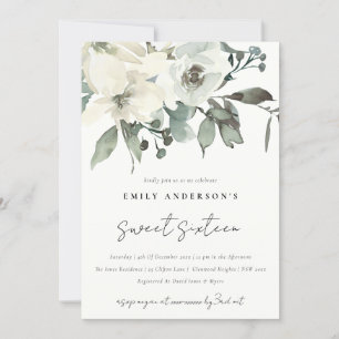 UNDERDELNING IVORY WHITE BLOMMIGT BUNCH SWEET 16 B INBJUDNINGAR