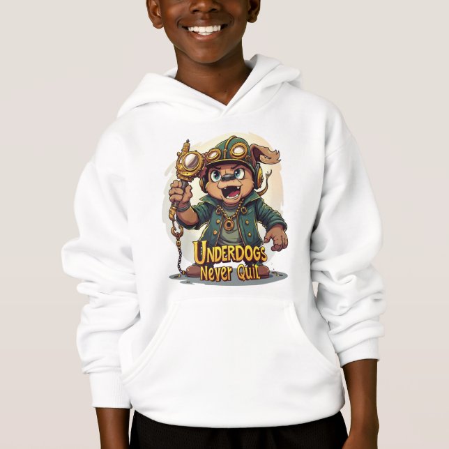 Underdog Boys Hoodie – Motivation T Shirt (Framsida)