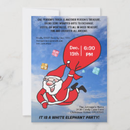 Underflygande Santa Blå himmel White Elephant Part Inbjudningar