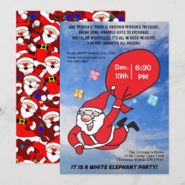 Underflygande Santa Blå himmel White Elephant Part Inbjudningar