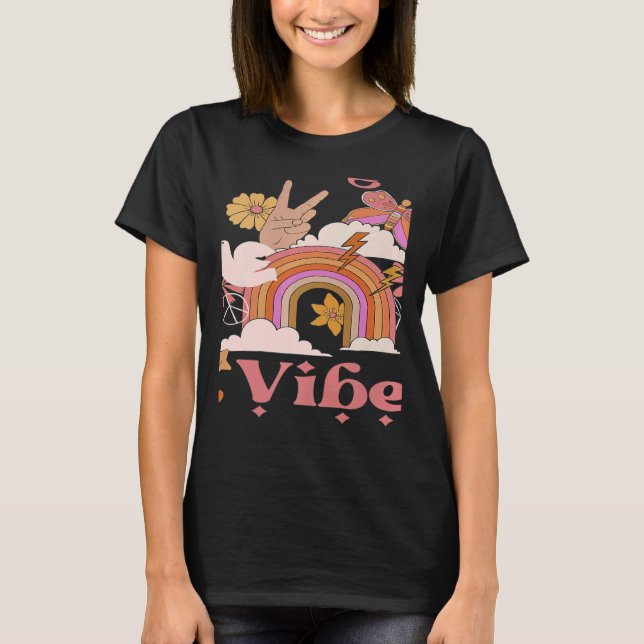 Undergrad Vibes School Groovy Retro Boho Rainbow C T Shirt (Framsida)