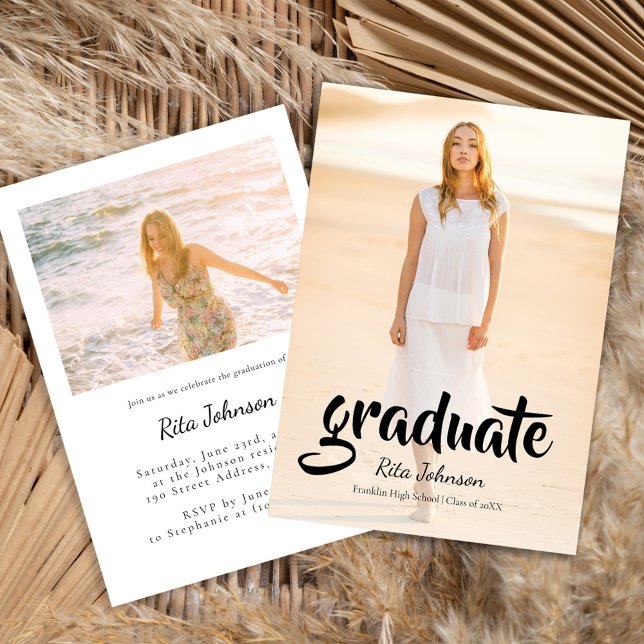 Undergrupp 2023 Grad Photo High School Studenten Inbjudningar (Class of 2023 Grad Photo High School Graduation Invitation)