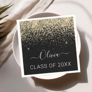 Undergrupp 2024 Guld Svarta Glitter Student Pappersservett