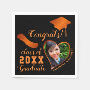 Undergrupp 2025 Grad Photo Black and Orange Studen Pappersservett