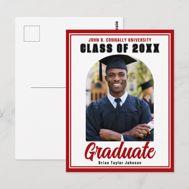 Undergrupp 2025 Red Studenten Photo Modern Student Vykort (Fram/baksida)