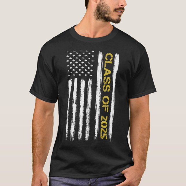 Undergrupp 2025: Senior Patriotic American Flagga  T Shirt (Framsida)