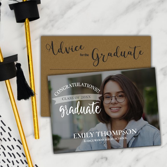 Undergrupp 2025 Student Photo Kraft Studenten Rådkort (Class Of 2025 Graduate Photo Kraft Graduation Advice Card)