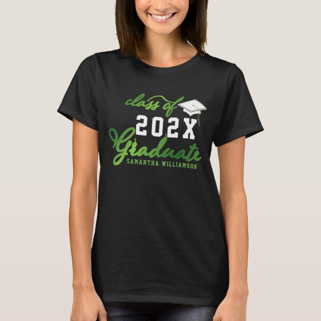 Undergrupp 2025 Svartvit Grönt Student Studenten T Shirt (Framsida)