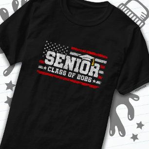 Undergrupp 2026 Studenten American Flagga Senior 2 T Shirt