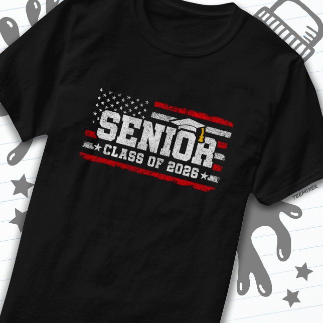 Undergrupp 2026 Studenten American Flagga Senior 2 T Shirt (Skapare uppladdad)