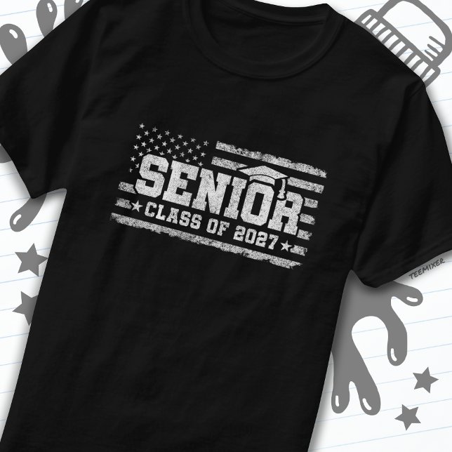 Undergrupp 2027 Studenten American Flagga Senior 2 T Shirt (Skapare uppladdad)