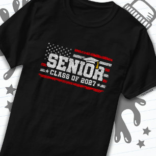 Undergrupp 2027 Studenten American Flagga Senior 2 T Shirt