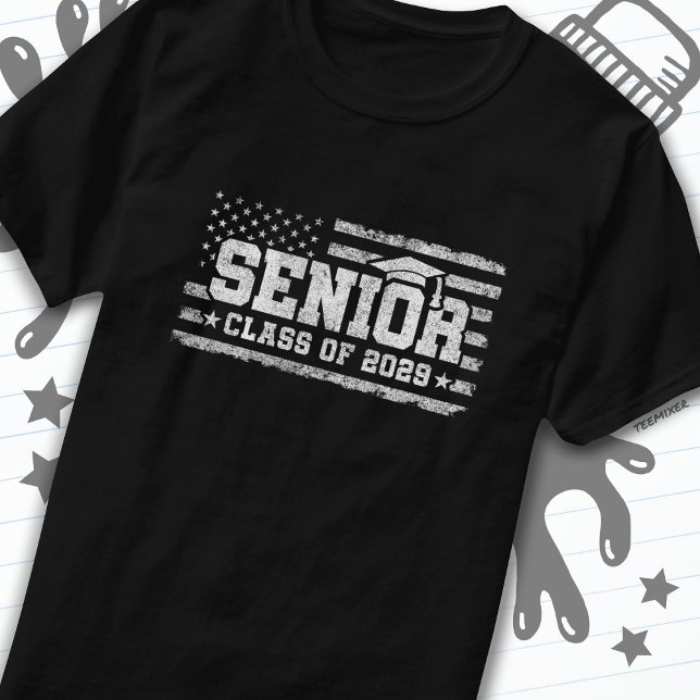 Undergrupp 2029 Studenten American Flagga Senior 2 T Shirt (Skapare uppladdad)