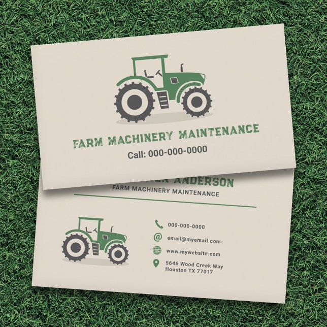 Underhåll av jordbrukstraktor visitkort (Farm Tractor Maintenance Business Card)