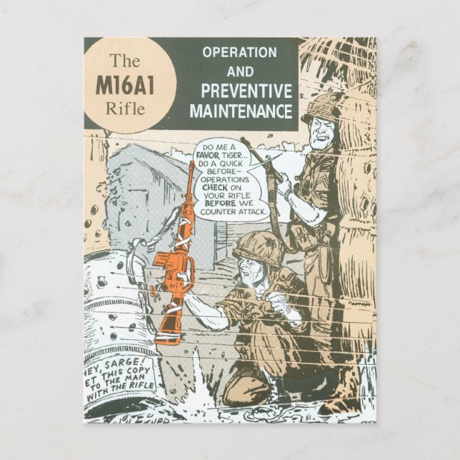 Underhåll av militärgevär för vintage vykort (Framsida)