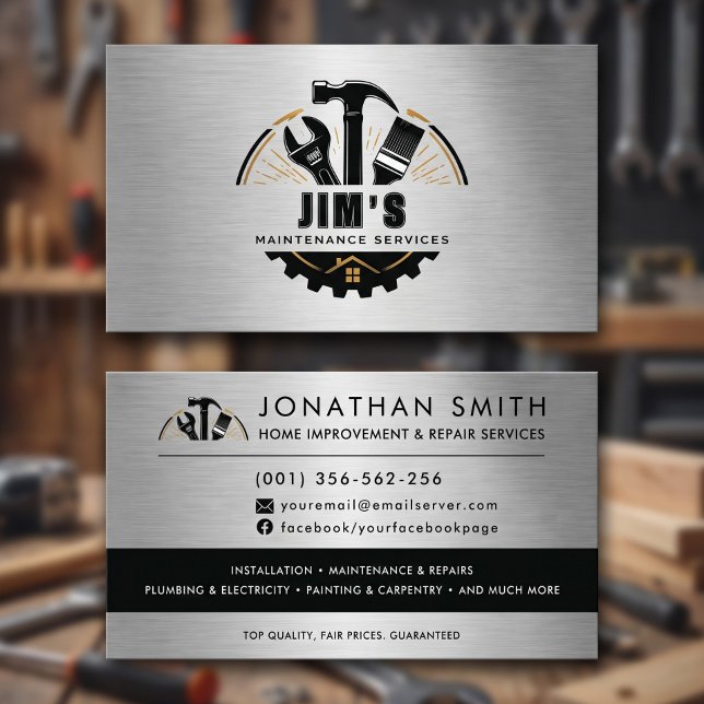 Underhåll Industriella Silververktyg Anpassade Visitkort (Maintenance Industrial Silver Tools Custom Business Card)