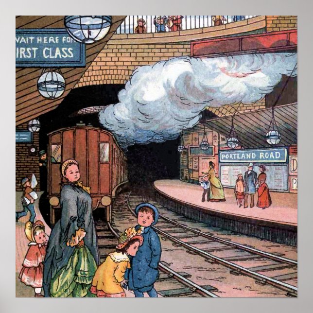 "Underjorden, London" Vintage Illustration Poster (Framsidan)