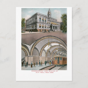 Underjordslinga Station vid stadshuset, New York Vykort
