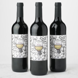 Underkläder Bröllopsfest Bröllopsdusch Vin Glas Vinflaska Etikett